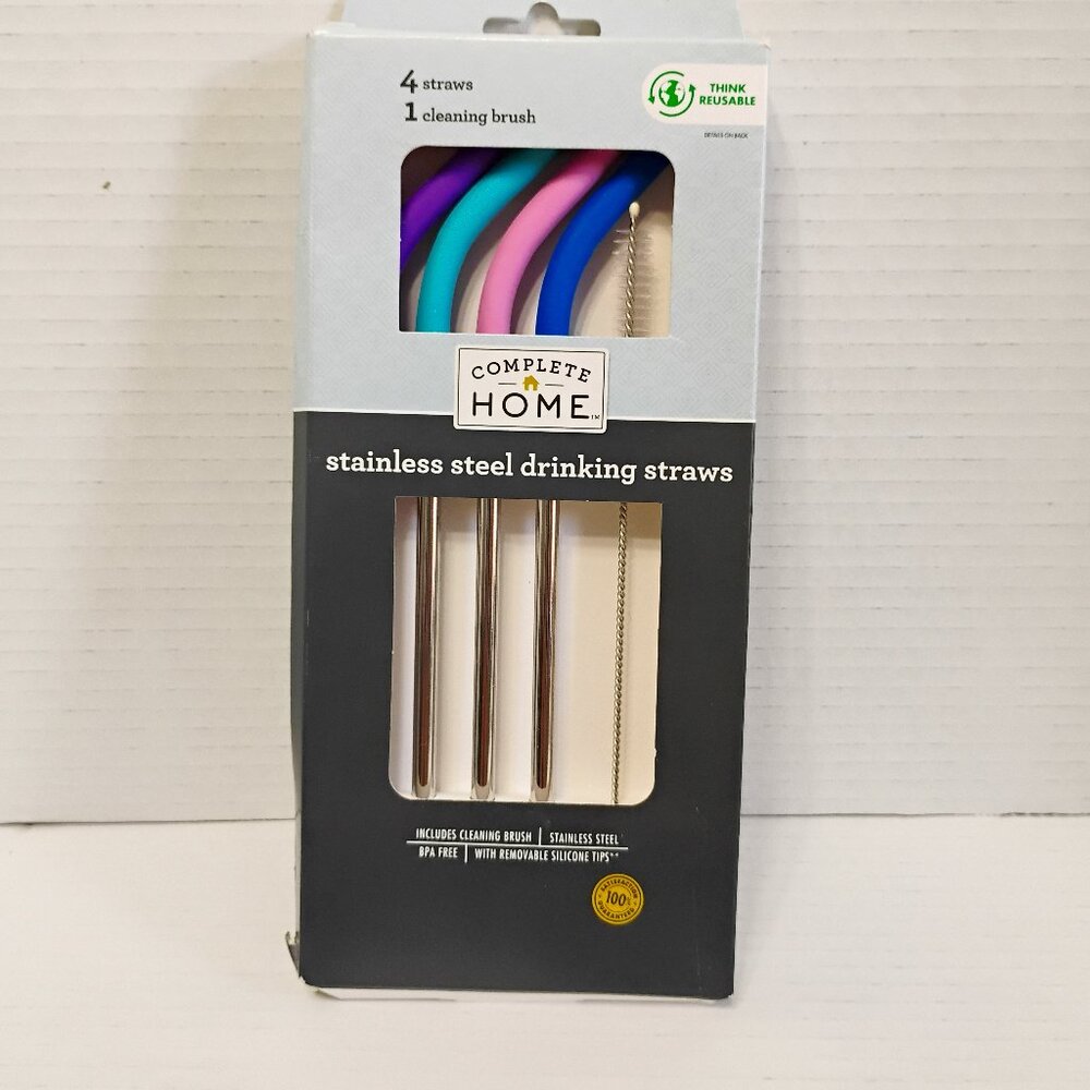 Set of 4 BPA Free Stainless Steel Straws – Eco-Friendly & Travel-Ready!